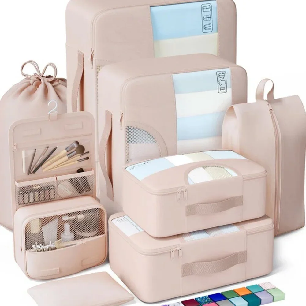 Veken 8 Pc Tan /Cream Travel Packing Cubes Set Large Medium Small MPN X004FFPXOP